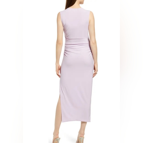 Cutout Ruched Midi Dress Purple Bloom OPEN EDIT Size Small - Picture 2 of 10